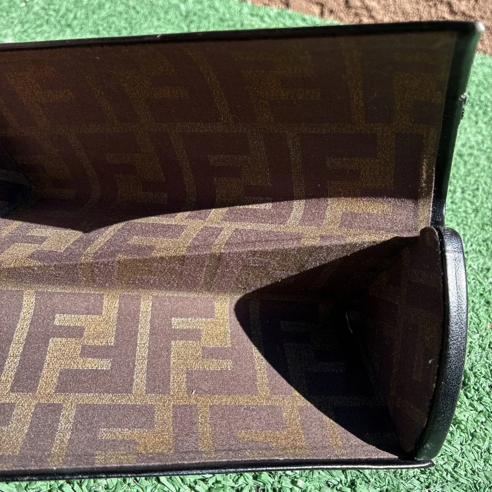 Authentic Fendi Twist Black Hard Faux Leather Eyeglasses Case